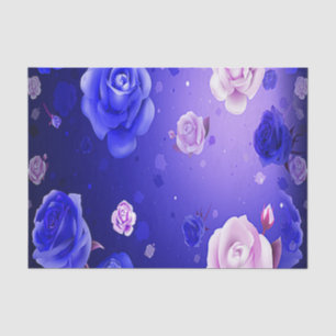 Seda Lenço de papel do roxo dos rosas do fantasma