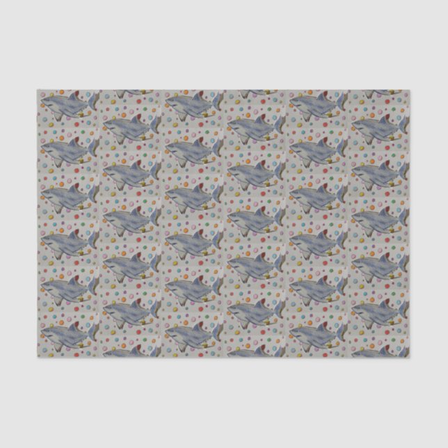 Seda Lenço de papel do tubarão e das bolinhas (Frente )