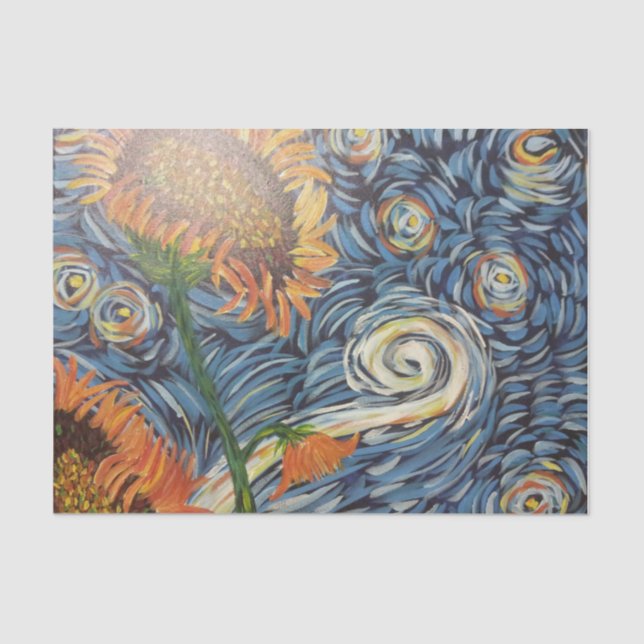 Seda Lenço de papel dos girassóis da dança (Frente )