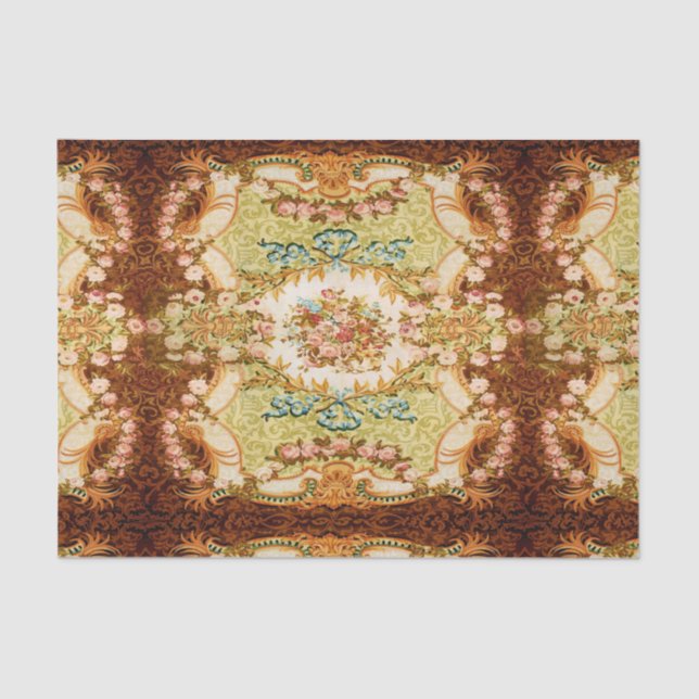 Seda Lenço de papel elegante da flor do Victorian do (Frente )