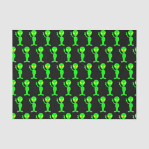 Seda Lenço de papel estrangeiro verde/preto de néon