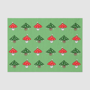 Seda Lenço de papel festivo verde dos cogumelos