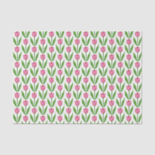 Seda Lenço de papel floral das tulipas cor-de-rosa da