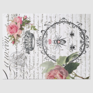 Seda Lenço de papel floral de Decoupage do roteiro da