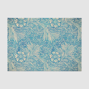 Seda Lenço de papel FLORAL do AZUL E do PÊSSEGO de