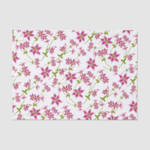 Seda Lenço de papel floral do lírio cor-de-rosa do