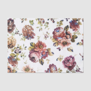 Seda Lenço de papel floral do teste padrão do vintage