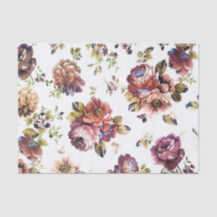 Seda Lenço de papel floral do vintage
