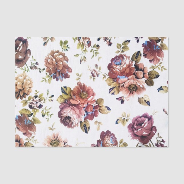 Seda Lenço de papel floral do vintage (Frente )