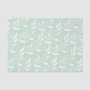Seda Lenço de papel floral verde da hortelã