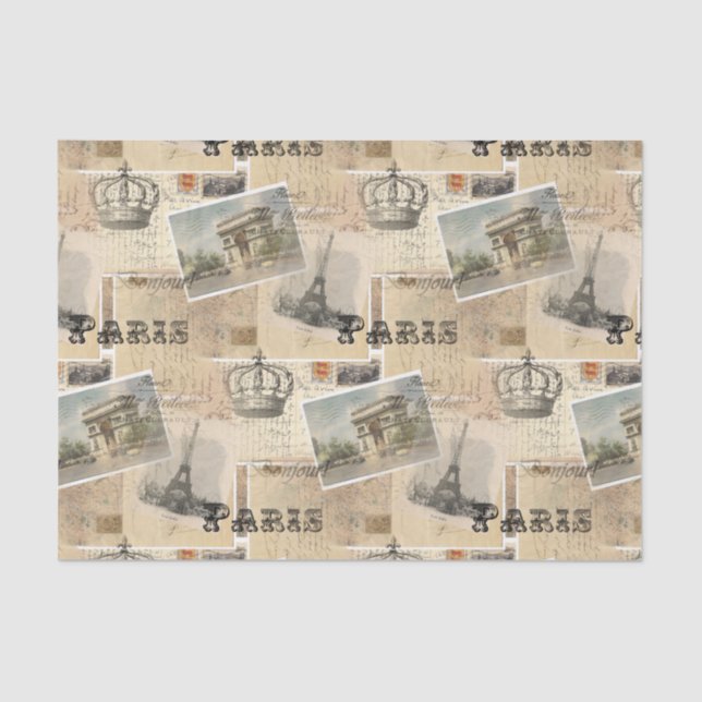 Seda Lenço de papel francês de Paris do cartão (Frente )
