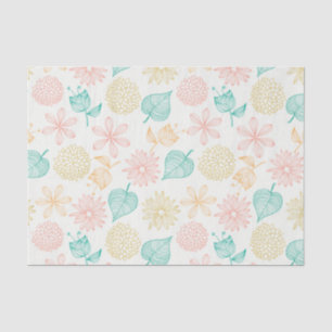 Seda Lenço de papel frondoso floral colorido do teste