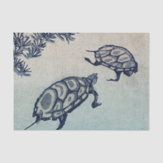 Seda Lenço de papel JAPONÊS da TARTARUGA de WOODBLOCK