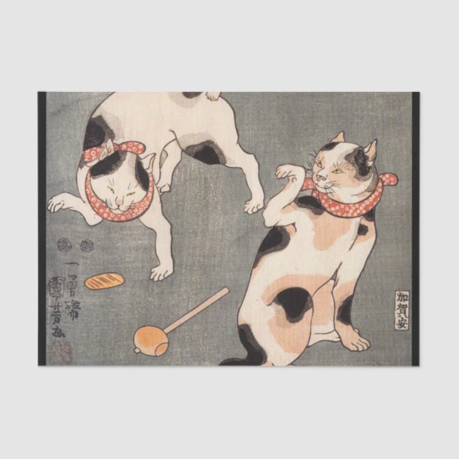 Seda Lenço de papel JAPONÊS do IMPRESSÃO de WOODBLOCK (Frente )