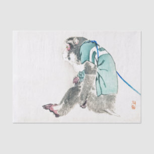 SEDA LENÇO DE PAPEL JAPONÊS DO MACACO DO IMPRESSÃO D