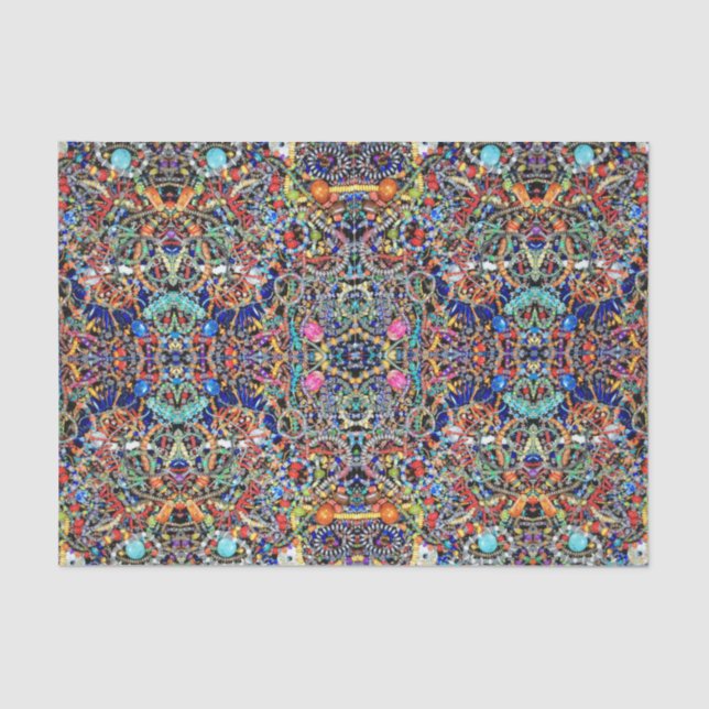 Seda Lenço de papel Jeweled do caleidoscópio #1 (Frente )
