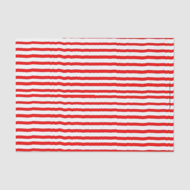 Seda Lenço de papel listrado vermelho e branco (Frente )