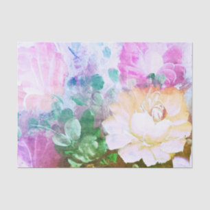 Seda Lenço de papel pintado floral da flor