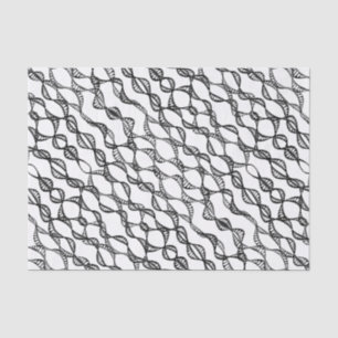 Seda Lenço de papel preto e branco da arte da fita do
