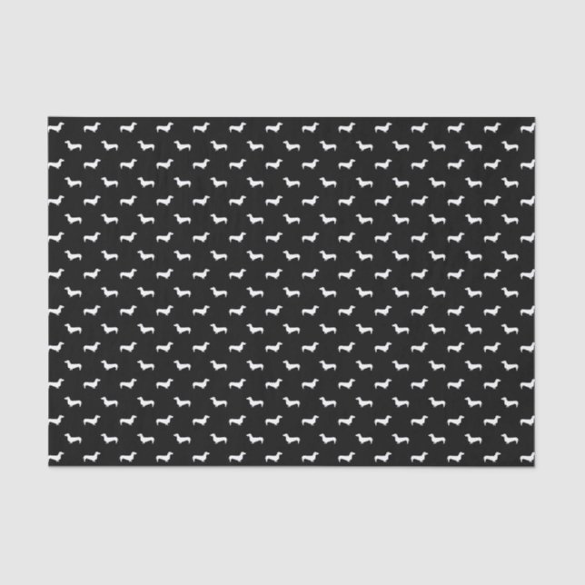 Seda Lenço de papel preto e branco do Dachshund (Frente )