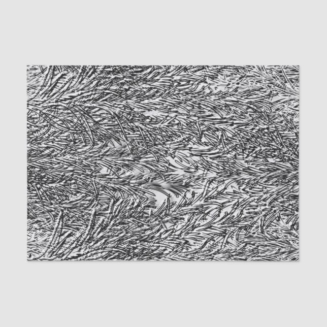 Seda Lenço de papel preto e branco do impressão floral (Frente )