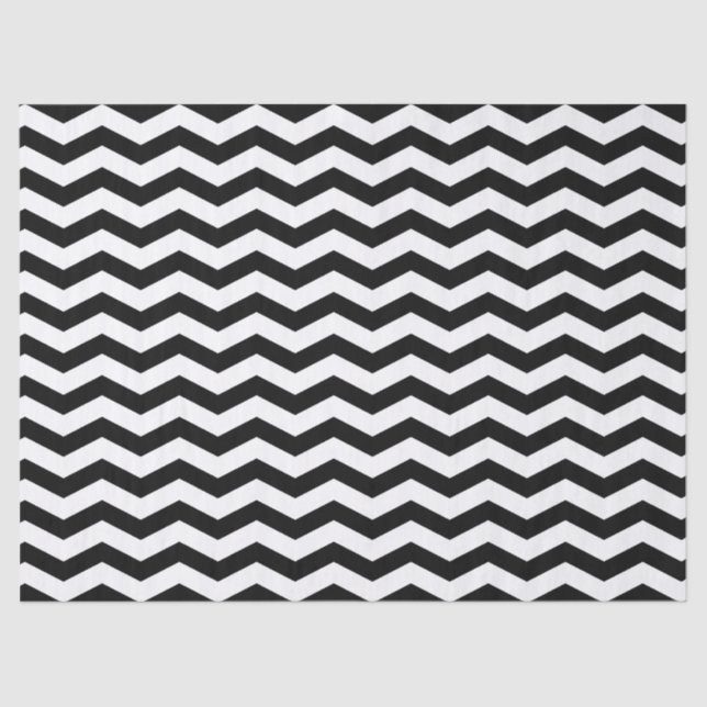 Seda Lenço de papel preto e branco do ziguezague de (Frente )