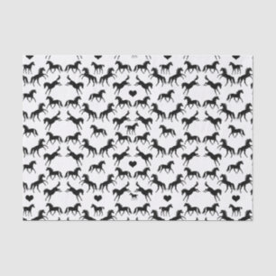 Seda Lenço de papel preto pequeno dos cavalos
