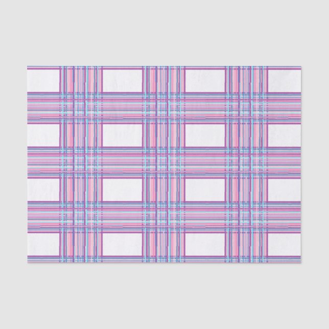 Seda lenço de papel roxo cor-de-rosa da xadrez (Frente )