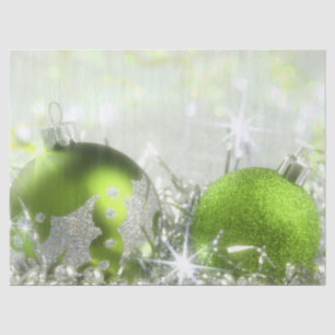 Seda Lenço de papel verde e de prata do Natal