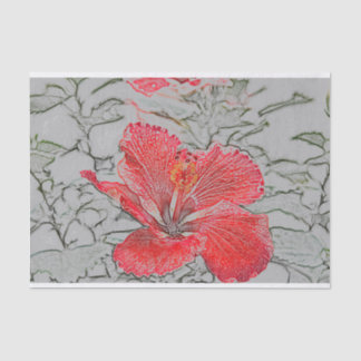 Seda Lenço de papel Vermelho-Alaranjado do hibiscus