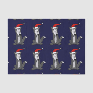 Seda Lobo engraçado no lenço de papel do Natal do