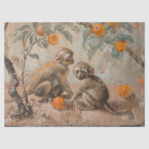 Seda Macacos - Papel Tecidual do Estilo de Pintura de Ó