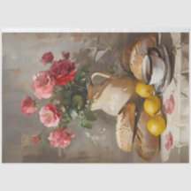 Manhã Chá Com Rosa De Papel Tecidual