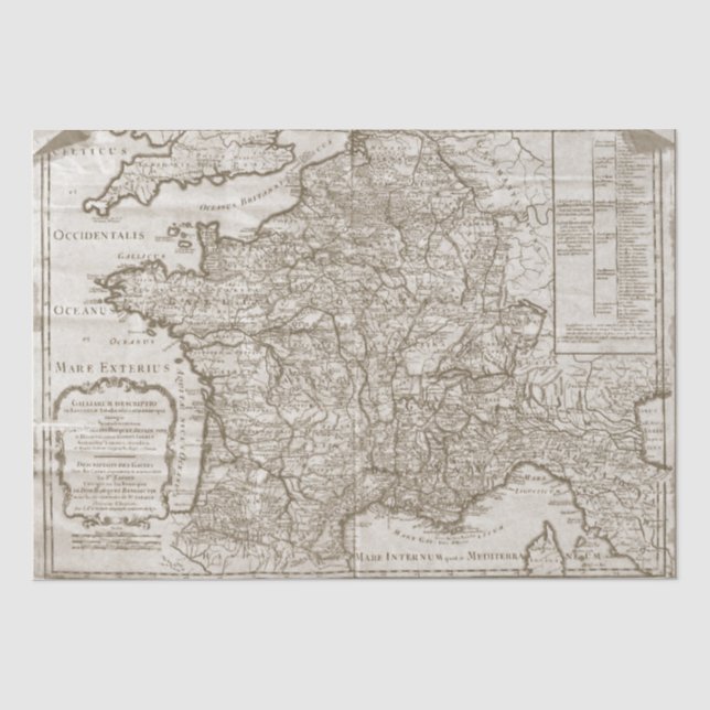 Seda Mapear Papel Tecidual de Decoupage em França Vinta (Frente )