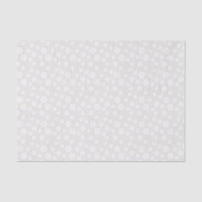 Seda Marfim antigo e lenço de papel floral branco (Frente )