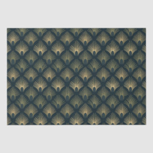 Seda Marinho e Dourado papel de decoração de arte Palm-