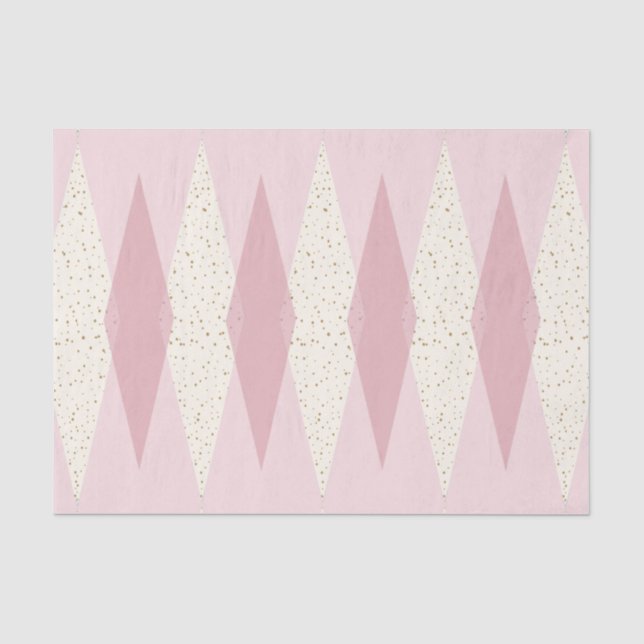 Seda meio século de papel tecidular Argyle rosa moderno (Frente )