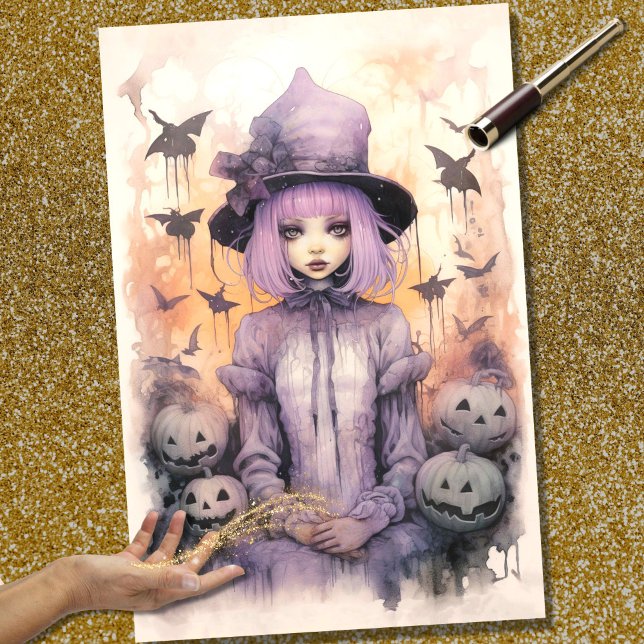 Seda Menina com Pumpkins 1 Papel de Decoupage (Criador carregado)
