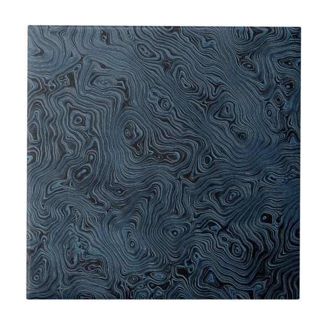 Seda Moire Falsa Ondulada em Azul Teal Rico  (Frente)