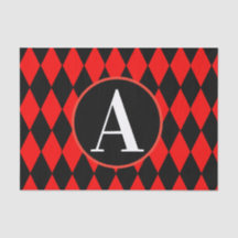 MONOGRAMA do lenço de papel 10lb, o VERMELHO & o