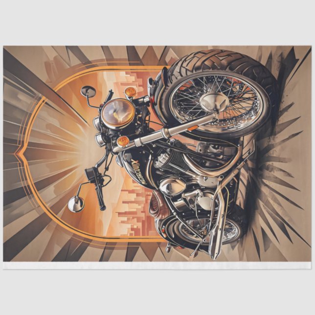 Seda Motobicicleta com papel de tecidos coloridos de fu (Frente )