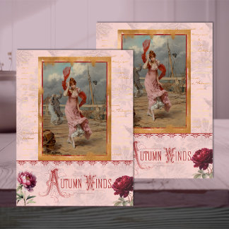 Seda Mulher Belle Époque em Papel de Decoupage Rosa