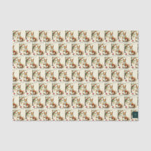 Natais vintages Papel de Tecido Quadrado