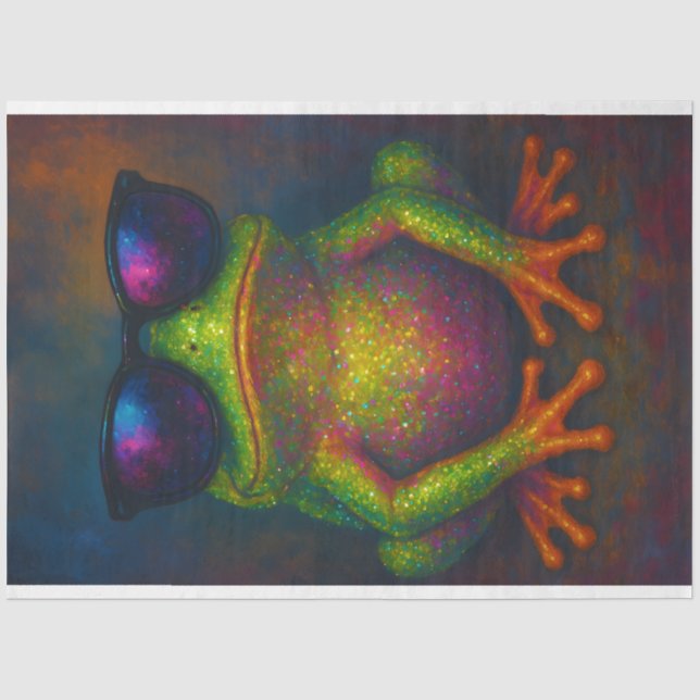 Seda Neon Glitter Sapo em Shades - Papel de Decoupage | (Frente )