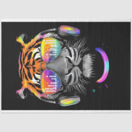 Seda Neon Tiger com fones de ouvido Papel de Tecido