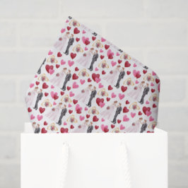 Seda Noiva & Noivo Lenço de Papel para Casamento