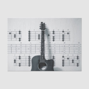 Seda Notas Musicais Papel Tecido de Violão