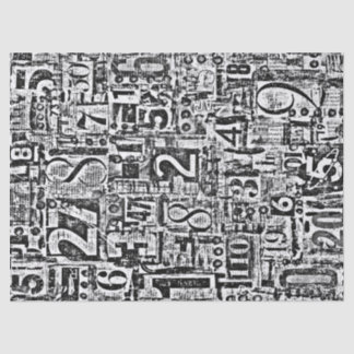 Seda Números Tecidos ou Papel de Decoupage