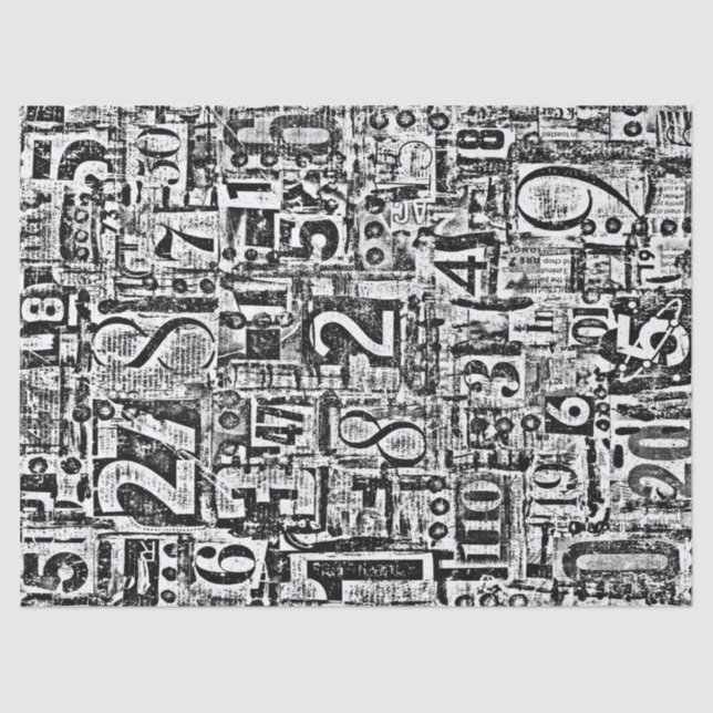 Seda Números Tecidos ou Papel de Decoupage (Frente )