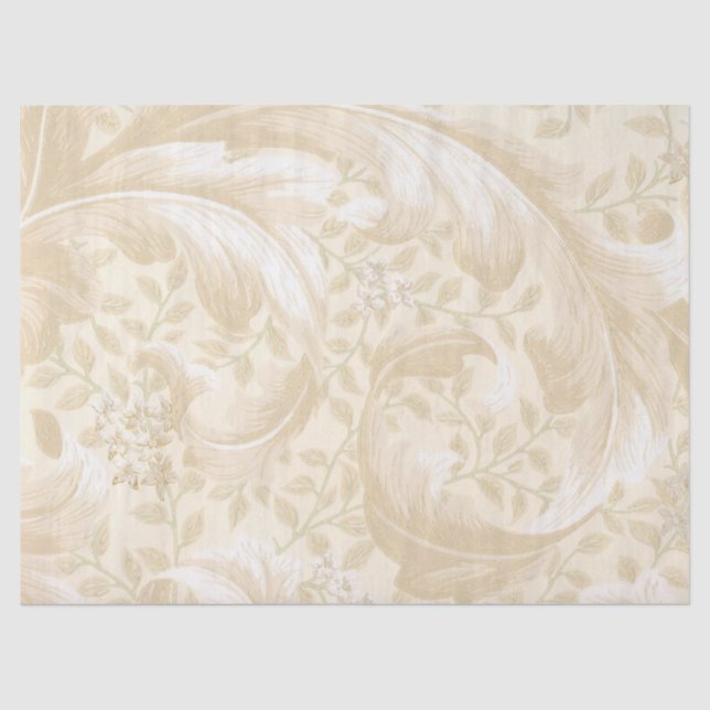 Seda O Acanthus bege delicado sae do lenço de papel (Frente )